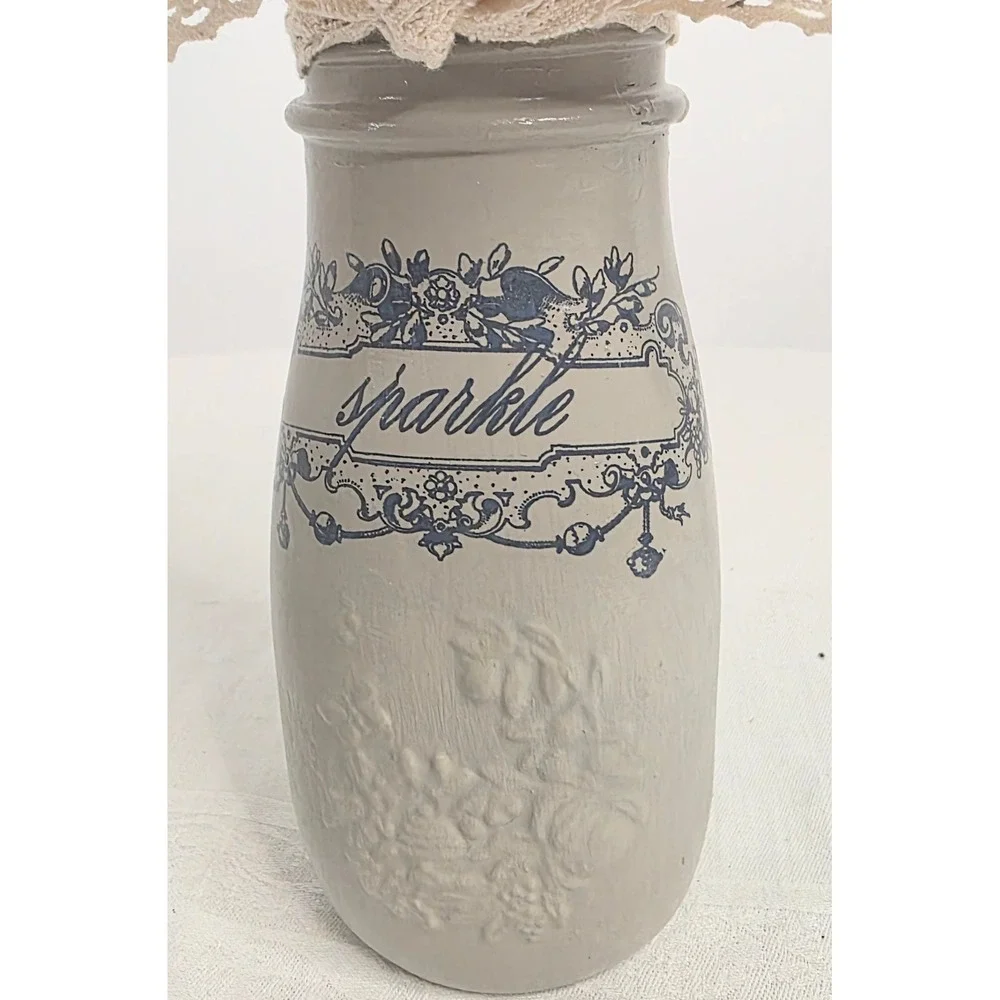 Vintage Hemingray 9 Glass Insulator Upcycled Painted Bottle Candleholder 9